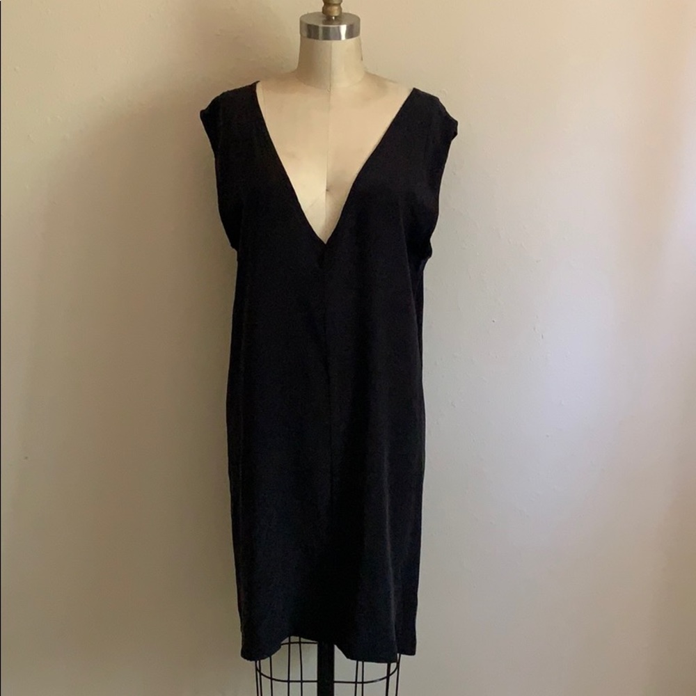 V neck silk sheath dress